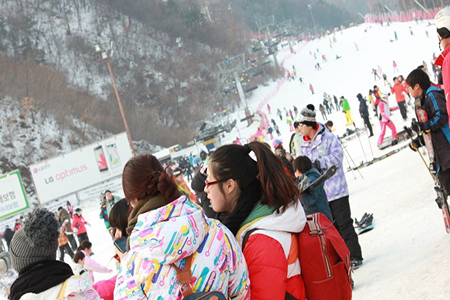 来韩国滑雪就是那么方便