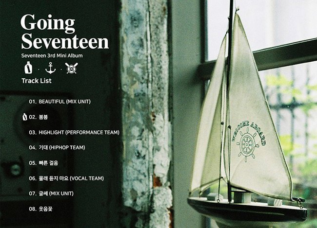 SEVENTEEN第三张专辑《GOING SEVENTEEN》曲目表公开