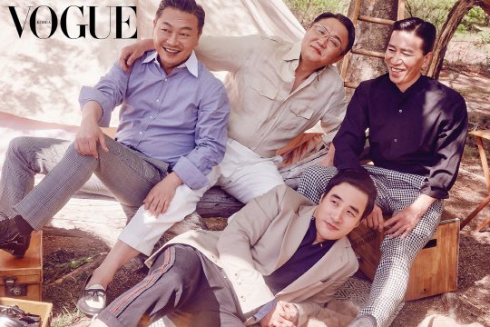 郑雨盛、李政宰、河正宇三大影帝同框为《Vogue》拍摄时尚大片