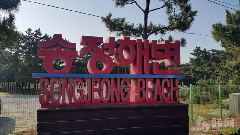 江陵镜浦台秋季海边风景