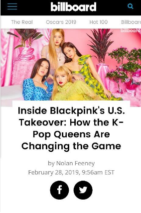 BLACKPINK作为韩国女子偶像组合首次登上美国《公告牌杂志》3月刊封面
