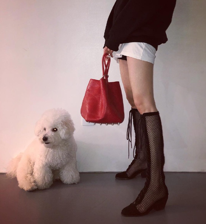泫雅晒美照大秀美腿妆容清淡红唇鲜艳美丽动人
