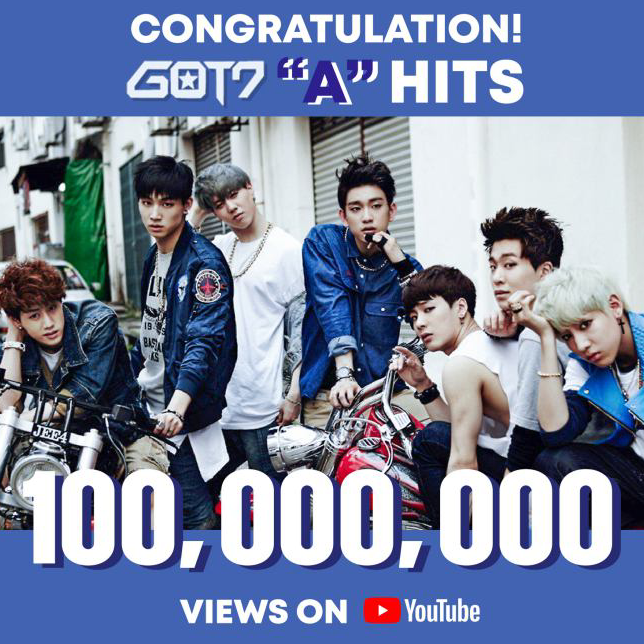 恭喜GOT7!第四支观看次数突破一亿的MV—《A》诞生!
